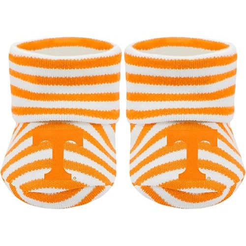 Creative Knitwear College Baby Striped Bootie Sock - Team Logo, Multiple Colors, Unisex (Newborn - 6 Months)