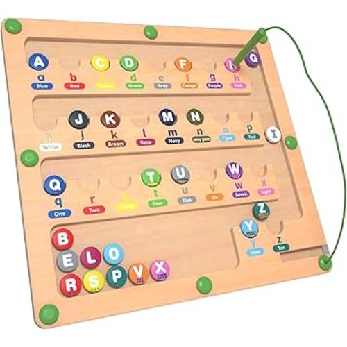 Magnetic Alphabet Maze, Montessori Toys for 3+ Year Old, Learning Color and Number Sorting Toys for Toddlers, Educational Toys for 3 4 5 Year Old Boys and Girls