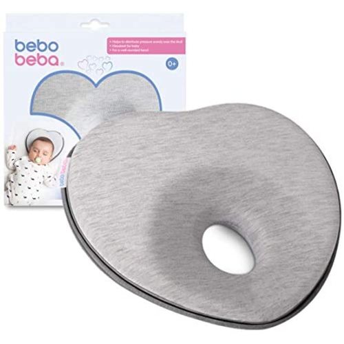 Newborn Baby Head Shaping Pillow | Memory Foam Cushion for Flat Head Syndrome Prevention | Prevent Plagiocephaly | Best Perfect for Baby Boy & Girl (Grey)