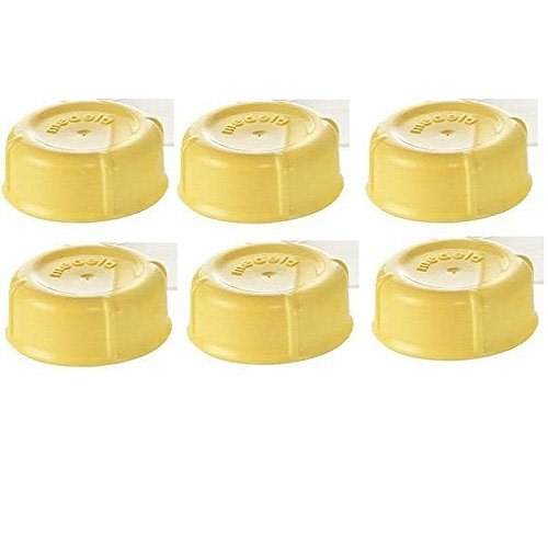 (6) Medela Solid Lids - Yellow/solid cap/bottle lid/bottle solid cap - for Medela Bottles