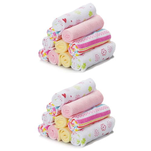 Spasilk 20-Pack Terry Washcloth Wipes for Newborns and Infants, Pink Stripes, Perfect Baby Shower Gift
