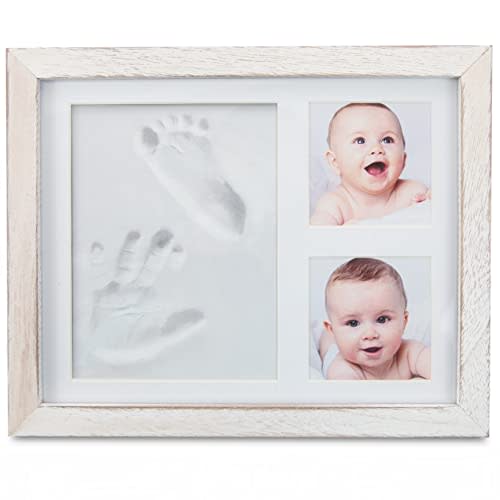 Little Hippo Baby Footprint Kit & Keepsake | Baby Handprint Kit | Baby Hand and Footprint Kit (Rustic White, Standard)