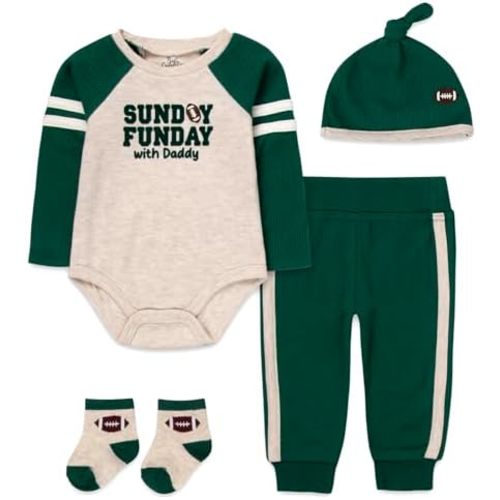 Baby Holiday Outfit 4-Piece Set – Bodysuit, Pants, Hat & Socks | Infant Christmas & Halloween My First Holiday Clothes