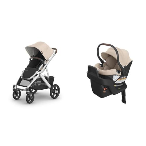 UPPAbaby Travel System - Vista V3 Stroller + Aria Lightweight Car Seat Combo - Toddler Seat, Rain Shield, Bug Shield, Car Seat, Base with Load Leg + Infant Insert Included – Declan (Oat Mélange)