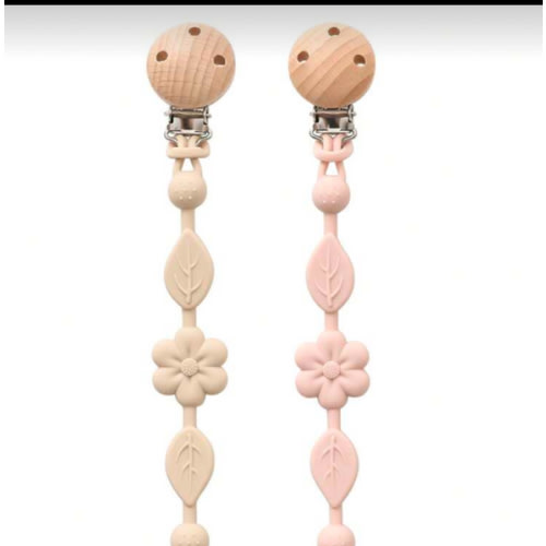 2pcs Baby Silicone Pacifier Clip Holder With One Piece Design,Soft Flexible Paci Binky Clips