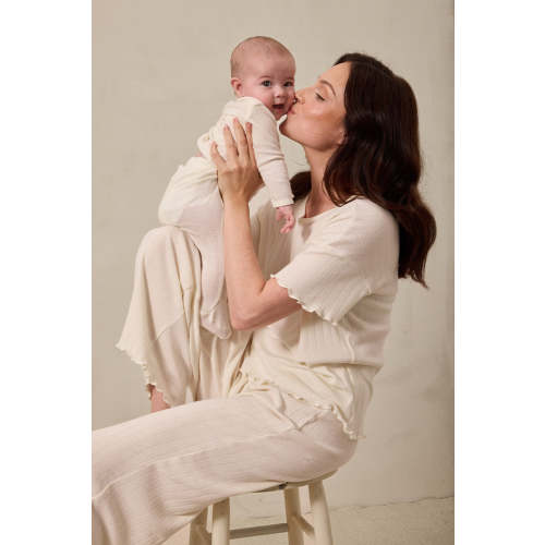 Cream Pointelle Short-Sleeve Women’s Sleep Set