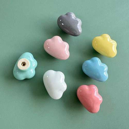 Cloud Ceramic Knob: Children's Room Colorful Cabinet Pull