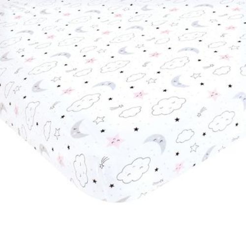 Hudson Baby Infant Girl Cotton Fitted Crib Sheet, Dreamer, One Size