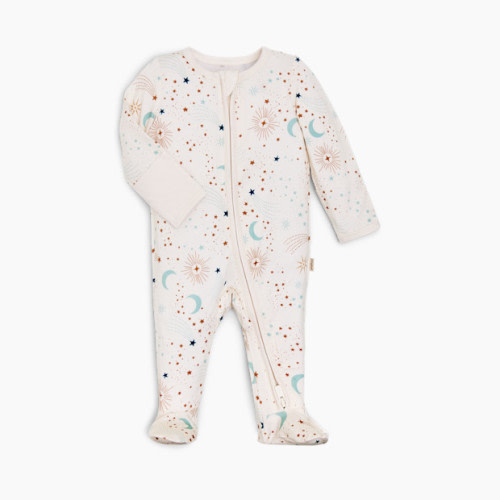Tiny Kind Bamboo Viscose Printed Zipper Footie - Celestial Print, Nb