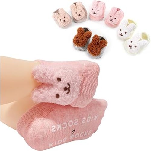 SAOROPEB 4-Pair Baby Girls Socks, Non-Slip Grips for Babies Toddler, Ankle Socks for Girls