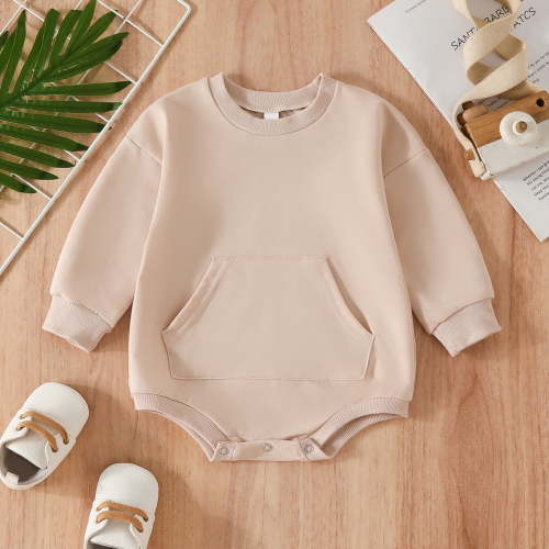 Mrzhqd Baby Sweatshirt Romper, Beige (0-3m)