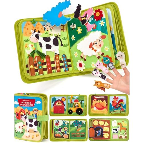 hahaland Busy Book for Toddlers 1-3 - Montessori Toys 1 Year Old Busy Board