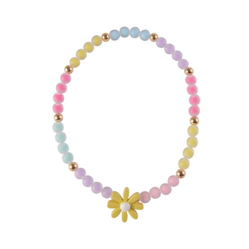 Wonder Nation Female Frosted Actylic Multi Beads Flower and Bow Neck & Bracelet Set