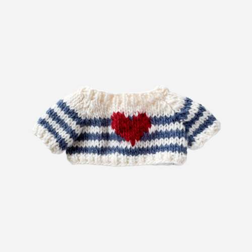 Plush Toy Clothing - Blue Stripe Heart Sweater
