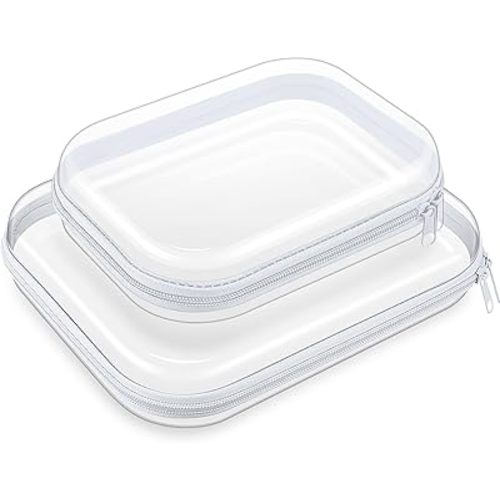 Ceenna 2 Pcs Clear Hard Shell Zipper Case Pouches Plastic Makeup Bags Pencil Case Organizer Diaper Bag Pouches Clear Travel Toiletry Bag for Women(9.84 x 7.87 x 1.97 Inch,7.87 x 5.91 x 1.97 Inch)