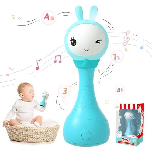 alilo Smarty Bunny Baby Rattle Musical Light Up Toys, Infants Newborns Baby Toys 0-3-6-12-18-24 Months,1 Year Old Boy Girl Gifts, 4 Music Modes and Color Recognition Function with 9 Color Card