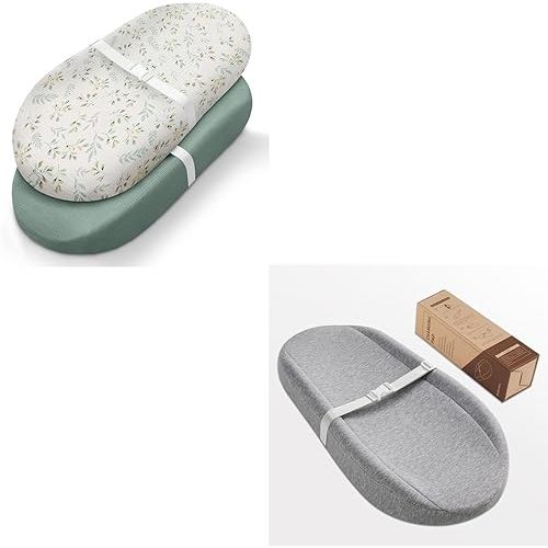 Blissful Diary Avocado Baby Changing Pad and 2 Packs Muslin Changing Pad Cover