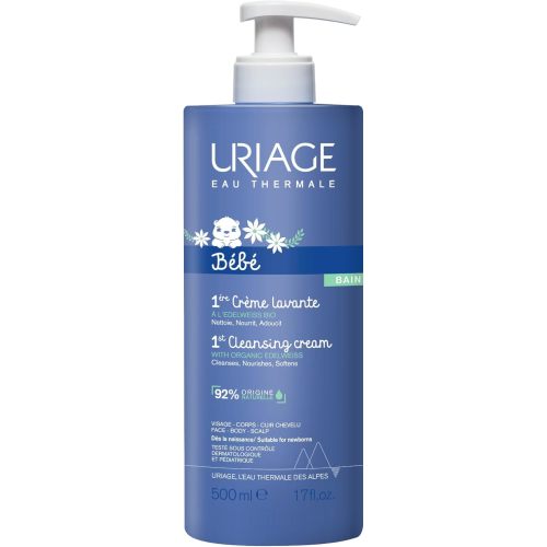 Uriage Baby Body Wash & Scalp With Organic Edelweiss & Shea Butter, Gently Cleanses & Preserves The Hydrolipidic Film, Lovely Scent, Foaming Creamy Texture, Soap-Free, Physiological Ph