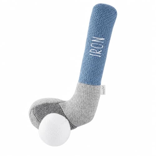 Mud Pie Children's Goft Knit Rattle, Blue Iron Club
