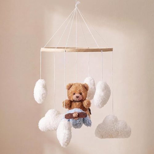 Baby Crib Mobile Bear Cloud Crib Nursery Mobile for Boys Girls Nursery Decor Cloud Baby Bassinet Toy Gender Neutral Decor for Sleeping for Bassinet Newborn Shower Gift