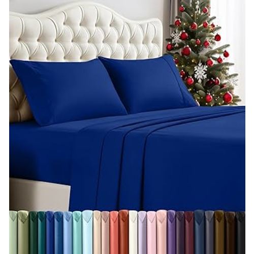 Utopia Bedding Full Sheet Set – 4 Piece Bed Sheets for Full Size Bed, Soft and Breathable Microfiber, Includes 1 Fitted Sheet, 1 Flat Sheet and 2 Pillowcases (Royal Blue)