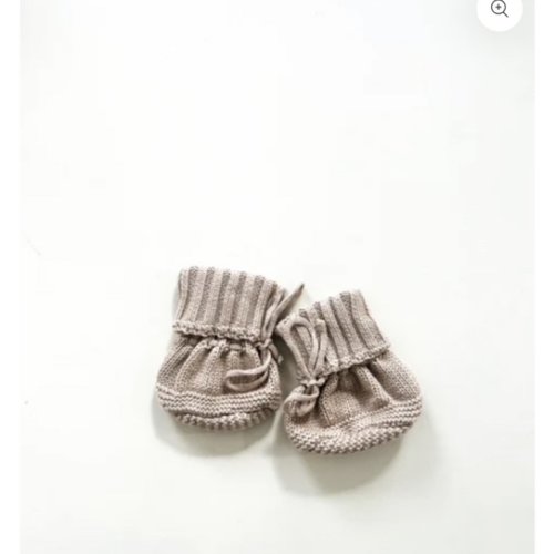 CUFF NEWBORN LACE BOOTIES - TEDDY BROWN