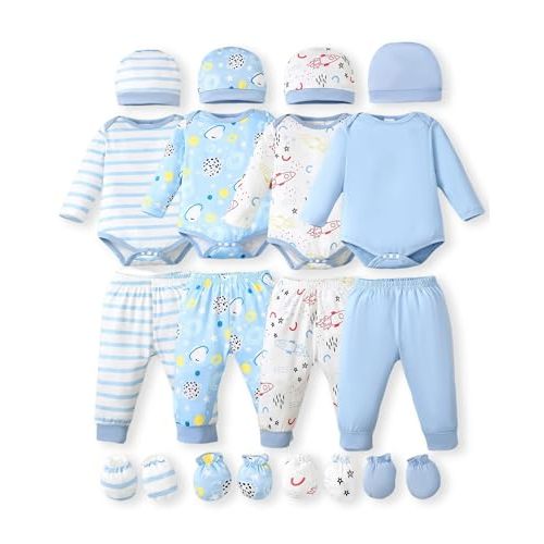 NZRVAWS Newborn Baby Boy Girl Clothes Unisex Preemie Infant Must Have Pants Set Outfits 0-18 Months 20 Pcs Essentials Gift