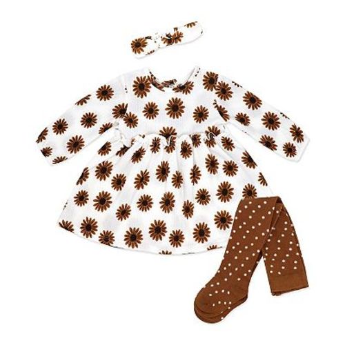 Baby Girls 3 Piece Wildflower Dress, Tights, and Headband Set