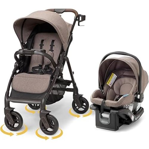 Graco Merge Travel System - Swivel Wheel Baby Stroller Car Seat Combo, Travel System Stroller with 360-Degree Rotating Wheels