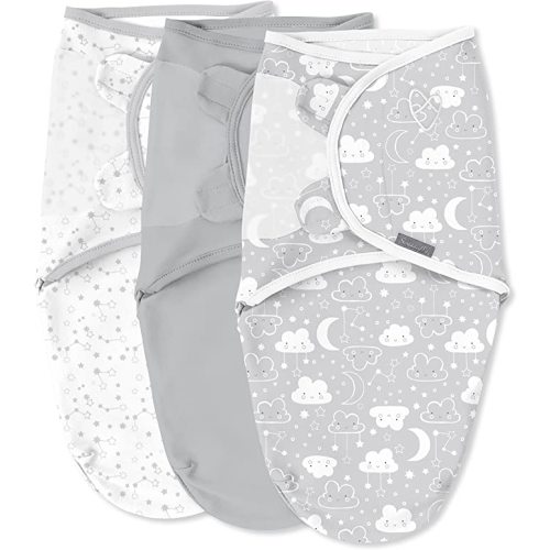 SwaddleMe by Ingenuity Original Swaddle - Size Small/Medium, 0-3 Months, 3-Pack (Starry Night)