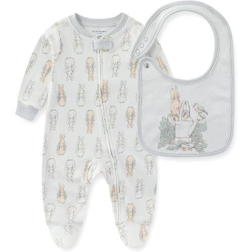 Peter Rabbit Baby Boys Footies Coverall Romper with Bib for Newborn Infant