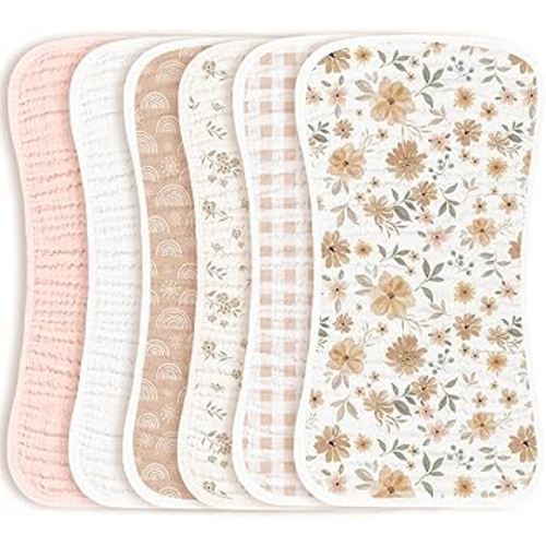 Amazon.com: Konssy Muslin Baby Burp Cloths Sets for Unisex- 6 Pack Large 100% Cotton Burping Clothes for Newborn, Baby Girls and Boys : Baby