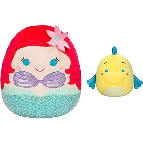 Squishmallows Original Disney 10-Inch Ariel and 4-Inch Flounder 2-Pack Plush - Ultrasoft Official Jazwares Plush