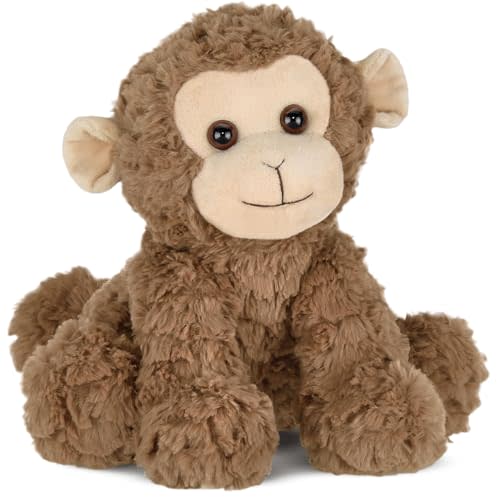 Bearington Giggles Monkey Stuffed Animal - 10.5" Soft Brown Plush Toy with Fluffy Fur and Adorable Expression - Cuddly Realistic Monkey Plushies and Huggable Stuffed Animal Monkeys for Kids and Babies