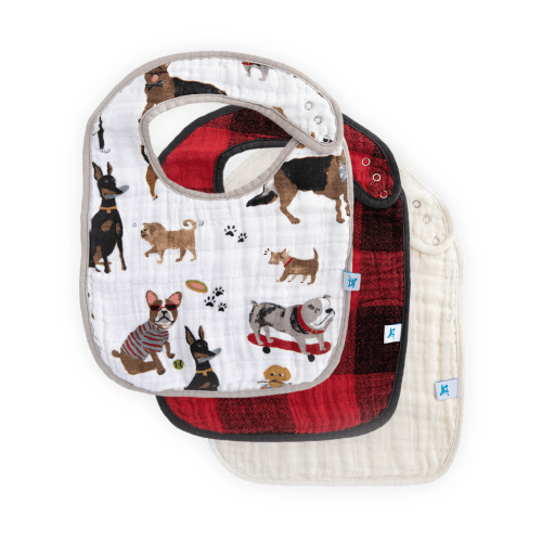 Cotton Muslin Classic Bib 3 Pack - Woof
