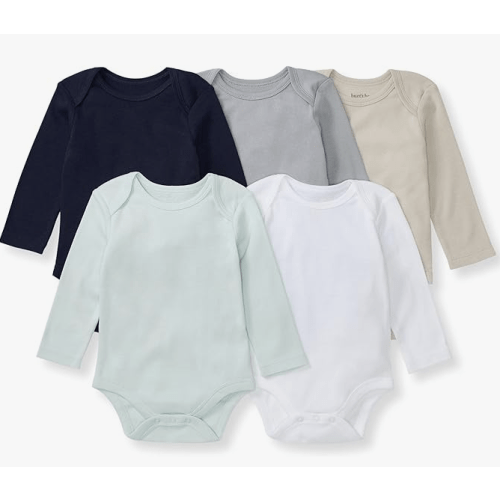 Burt's Bees Baby Organic Cotton Bodysuits – Baby Boy & Girl Short and Long Sleeve One-Pieces, 5-Pack