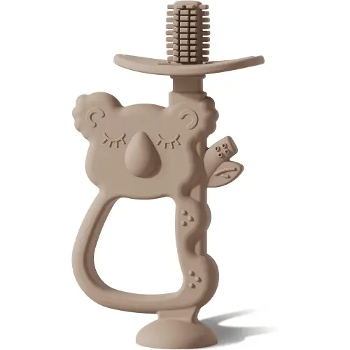 Baby Teether Toys, Koala Teething Toy, Safe & Easy to Hold BPA Free Silicone Baby Toy, 360° Baby Toothbrush with Suction Base, Baby Chew Toy for Babies Infants (Koala Warm Taupe)