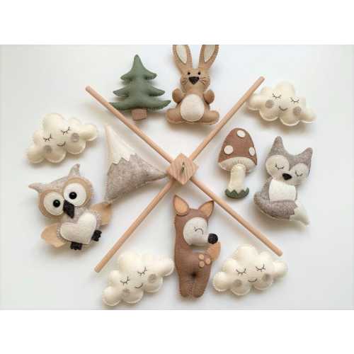Baby Mobile "Forest Animals". Baby mobile, Baby shower gift, New baby gift, Felt animals toy, baby mobile woodland, forest mobile