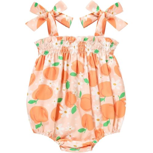 ZOELNIC Baby Girl Summer Clothes Newborn Girl Outfits Cute Strap Baby Girl Romper Jumpsuit Infant Floral One Piece Bodysuit