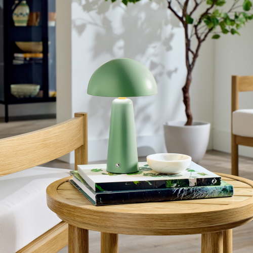 Better Homes & Gardens 9.5" Green Dome Rechargeable LED Portable Lamp with Dimmable Touch Sensor