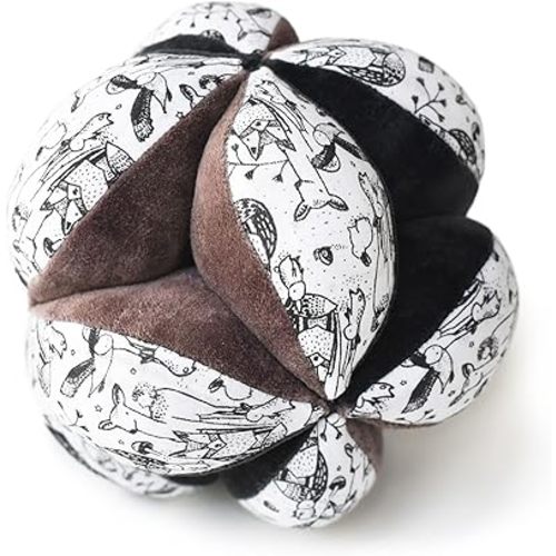 Wee Gallery Montessori Clutch Ball, Soft Cotton Visual Sensory Toys for Babies, Easy to Hold Baby Developmental Toy for Infant Play