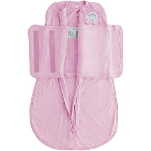 DREAMLAND BABY Bamboo Viscose Swaddle Sleep Sack (0-6 Months). Ultra Soft Swaddle Blanket w/Built in Band. 95% Viscose, 5% Spandex (Mauve)