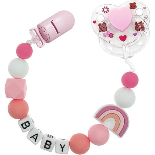 Reborn Baby Dolls Pacifier Clips Accessories with Magnetic Pacifier Pink Style Magnetic Pacifier Clips for Kids Gift