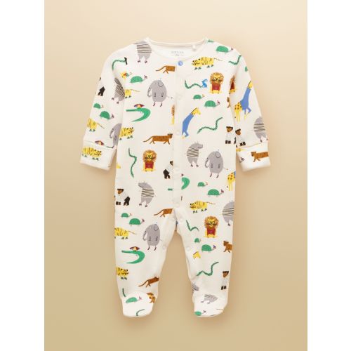 Razamataz Cream Zoo Print Cotton Babygrow
