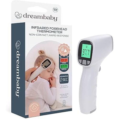 Dreambaby Infrared No Contact Baby Thermometer for Forehead - Digital Display, Fever Alert, Memory Stores 20 Readings, Includes Storage Bag, for Adults and Kids