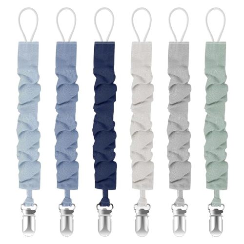 Tender Babe Pacifier Clips for Baby Boys and Girls, Pacifier Holders for Teething Relief and Baby Essentials, Safe for Newborns (6 Pack)