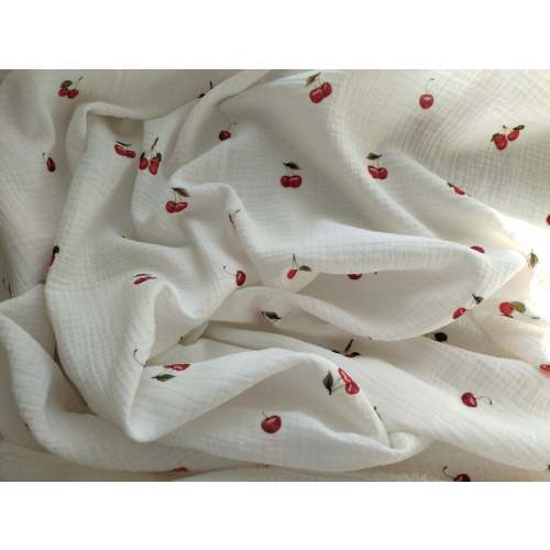 Organic Muslin Swaddle Blanket: Fruits Print, Lightweight Baby Wrap