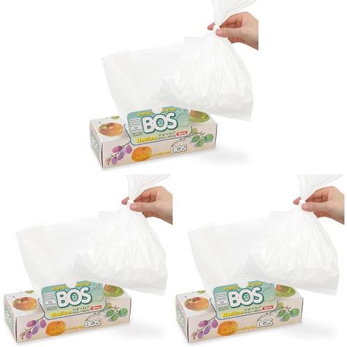 BOS Amazing Odor Sealing Disposable Bags for Diapers, Food Waste, Ostomy Bags, Pet Waste or any Sanitary Product Disposal -Durable and Unscented [Size:M, Color:White](90 count, Pack of 1)