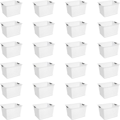 Sterilite 12-Pack Deep Ultra Basket, Open Top Plastic Storage Organizer, White - Classic Baskets for Organizing Countertops, Pantry Shelves, Kitchen Cabinets, Laundry Rooms or Home Offices