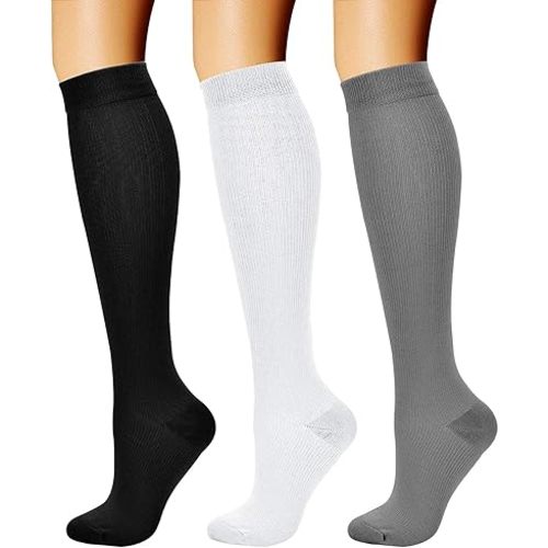 CHARMKING Compression Socks for Women & Men Circulation (3 Pairs) 15-20 mmHg is Best Support for Athletic Running Cycling